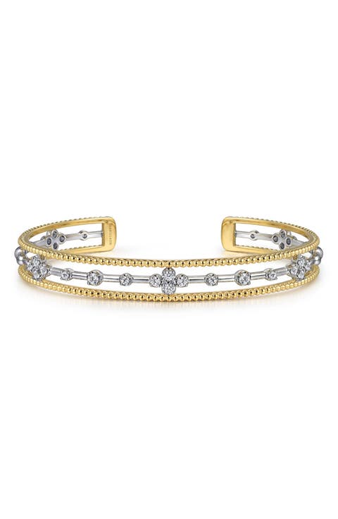 Bujukan Two-Tone Floating Diamond Cuff Bracelet