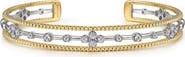 Gabriel & Co. Bujukan Two-Tone Floating Diamond Cuff Bracelet