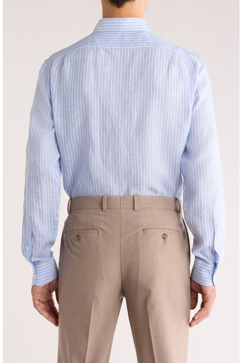 Tattersall Stripe Linen Button-Up Shirt, Alternate, color, BLUE MULTI/ WHITE
