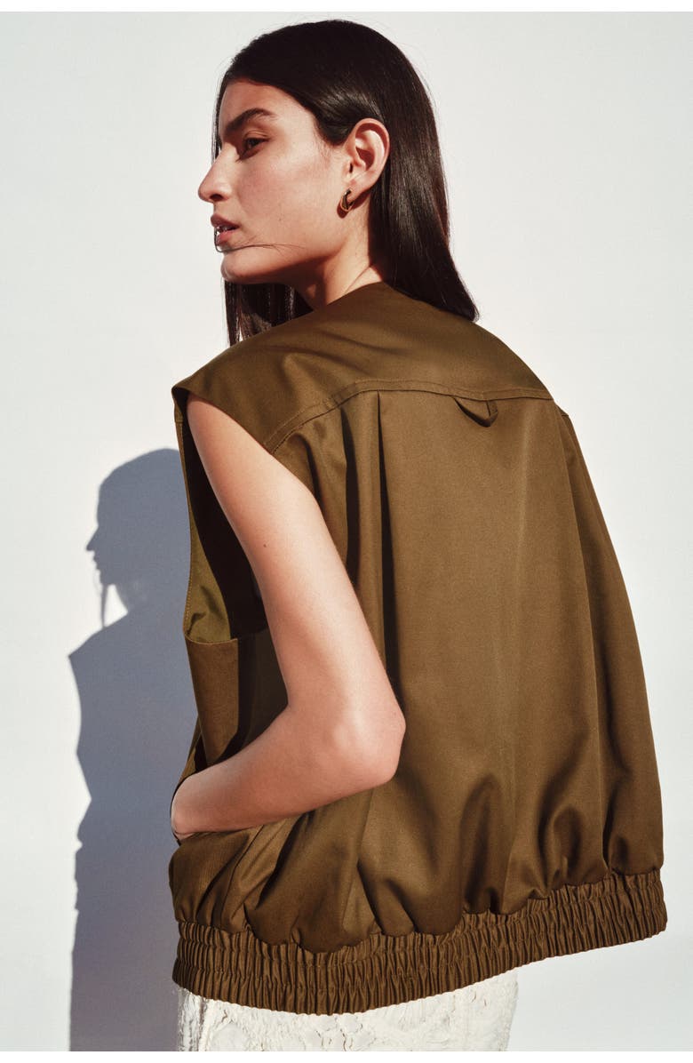 H&M Twill Gilet, Alternate, color, Dark Golden Olive