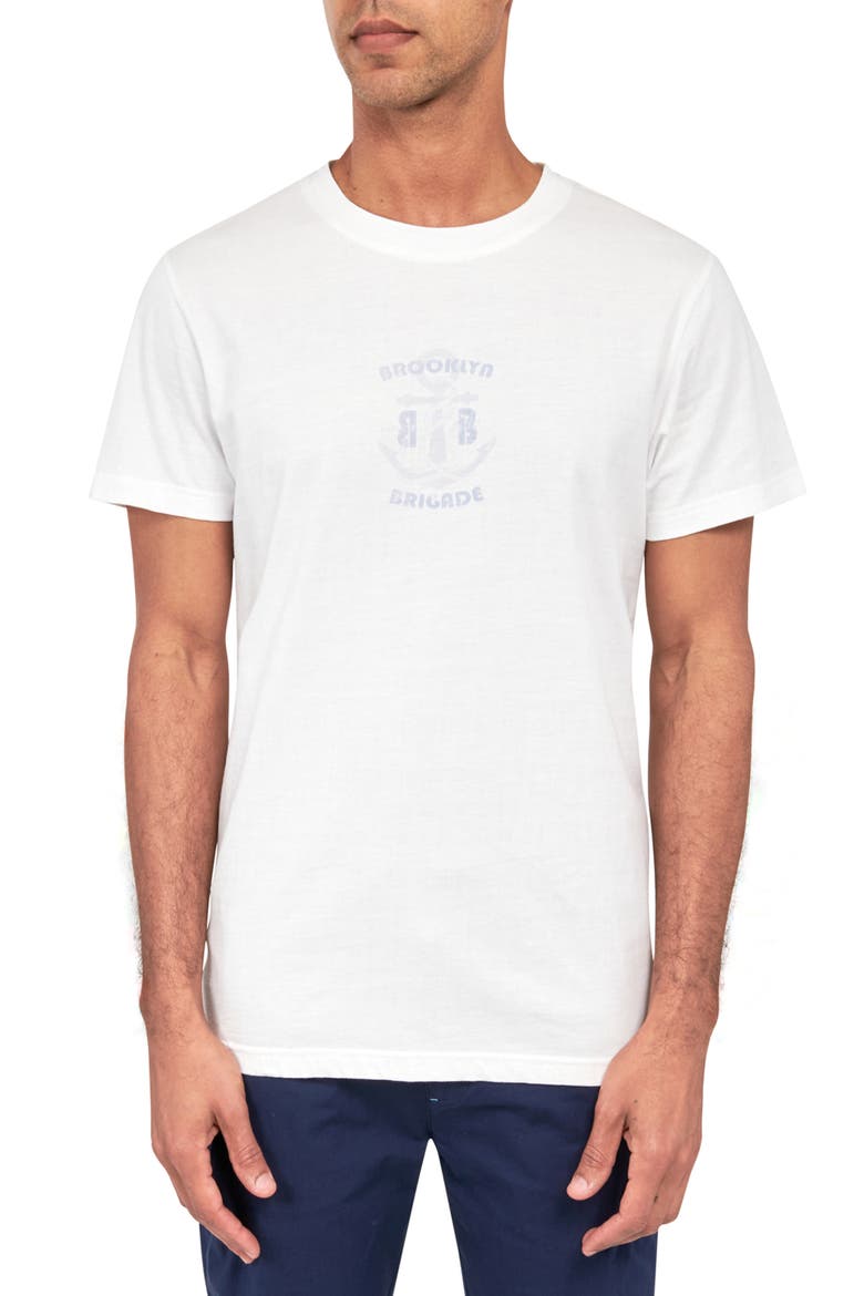 Slim Fit Brooklyn Brigade Logo T-Shirt, Main, color, WHITE
