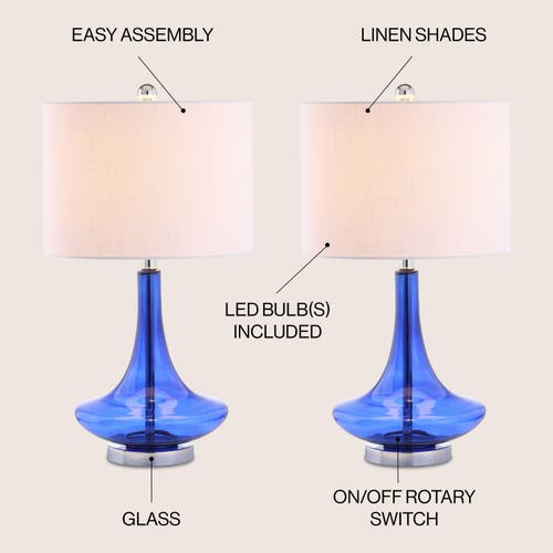Jonathan Y Cecile 25.5" Glass Teardrop Led Table Lamp In Cobalt Blue