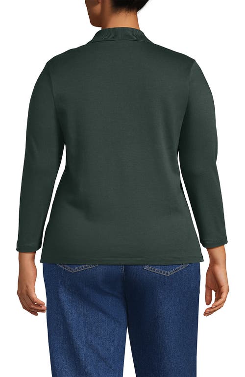 Lands' End 3/4 Sleeve Supima Cotton Polo Shirt In Green