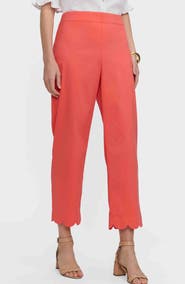 Foxcroft Elaine Scallop Hem Cotton Blend Crop Pants