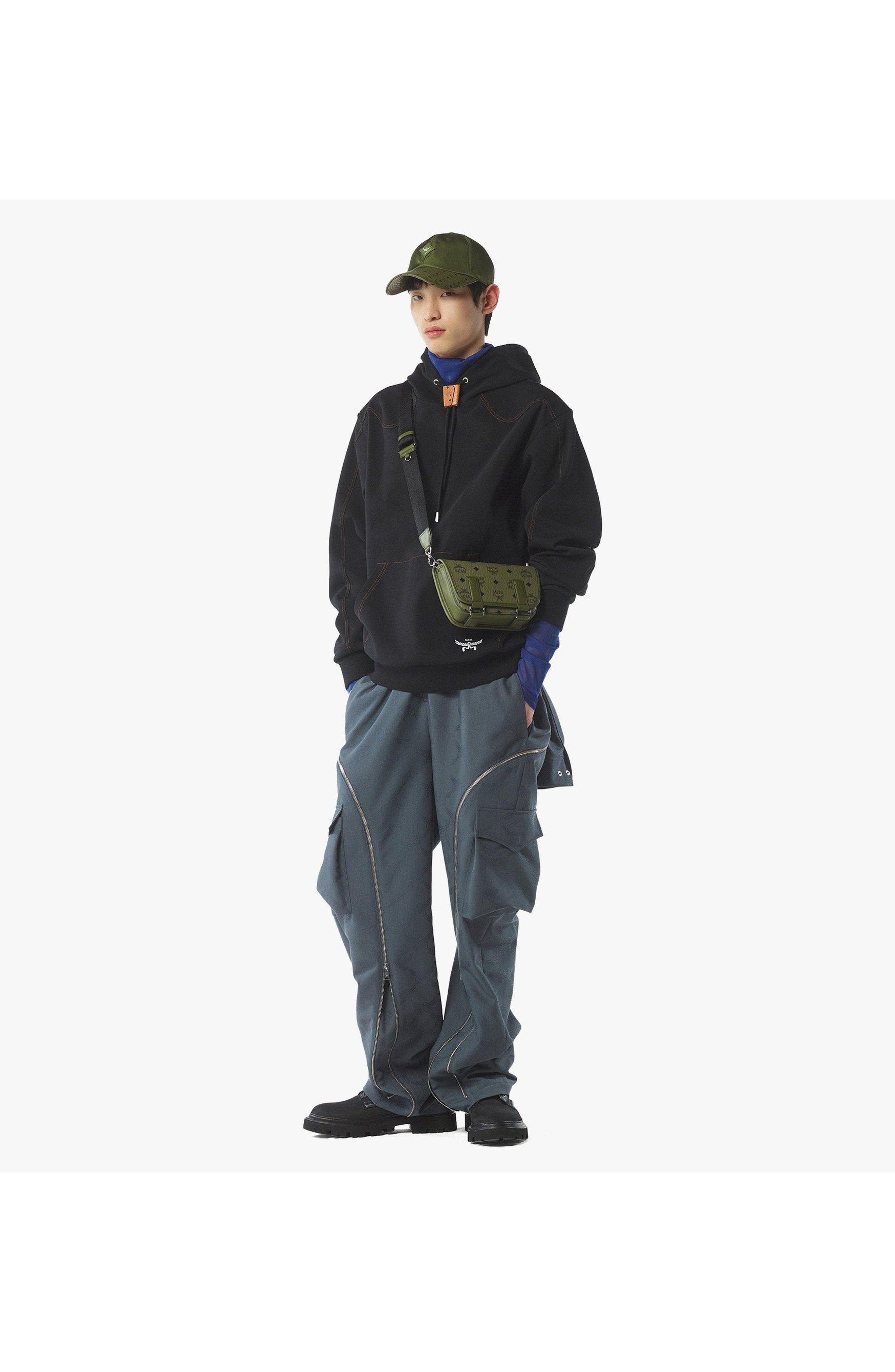 MCM Aren Messenger Bag in Visetos, Alternate, color, Green