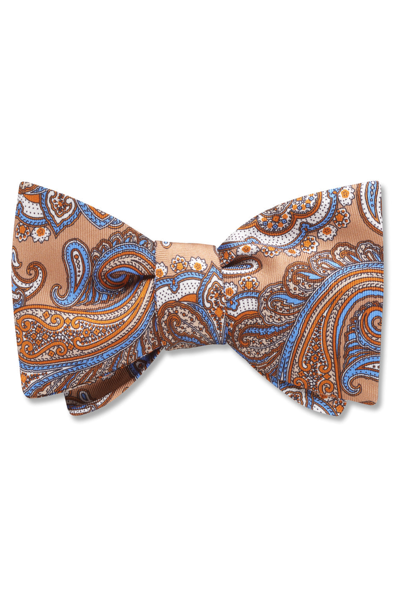 Cioccolato Silk Printed Bow Tie, Main, color, Pre-Tied