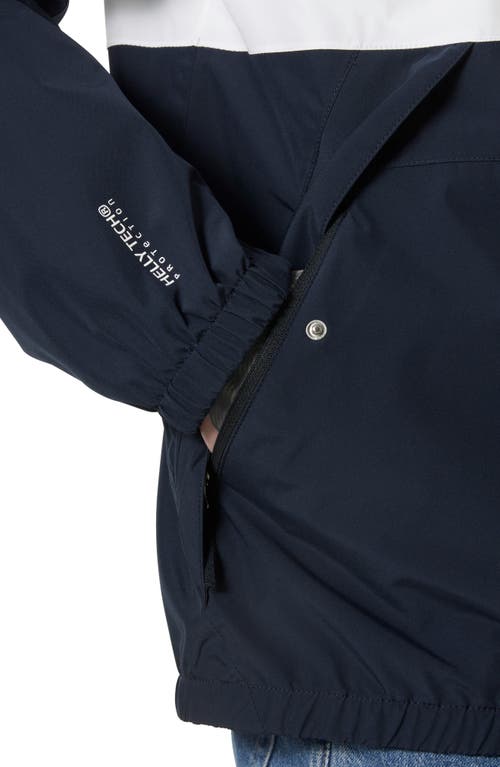 Helly Hansen Koster Waterproof Hooded Rain Jacket In White/navy