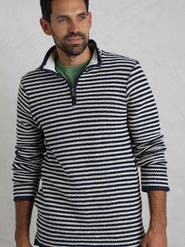 Weird Fish Shorling 1/4 Zip Stripe Macaroni