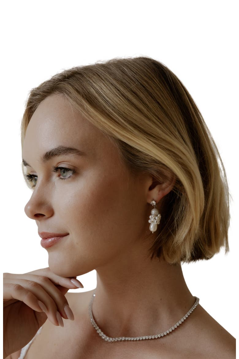 Sydney Pearl Drop Earrings, Alternate, color, Silver