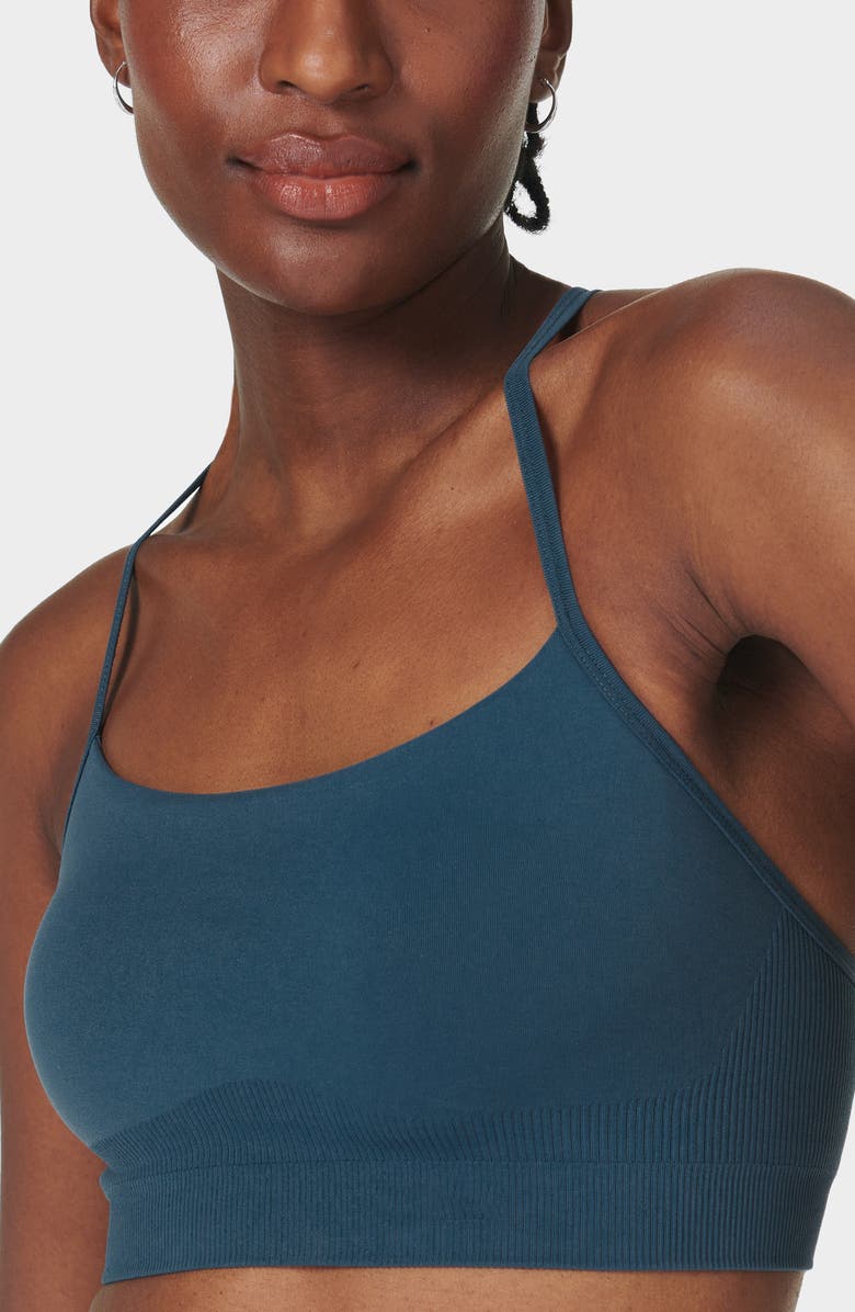 Sweaty Betty Spirit Restored Racerback Sports Bra, Alternate, color, Subdued Blue