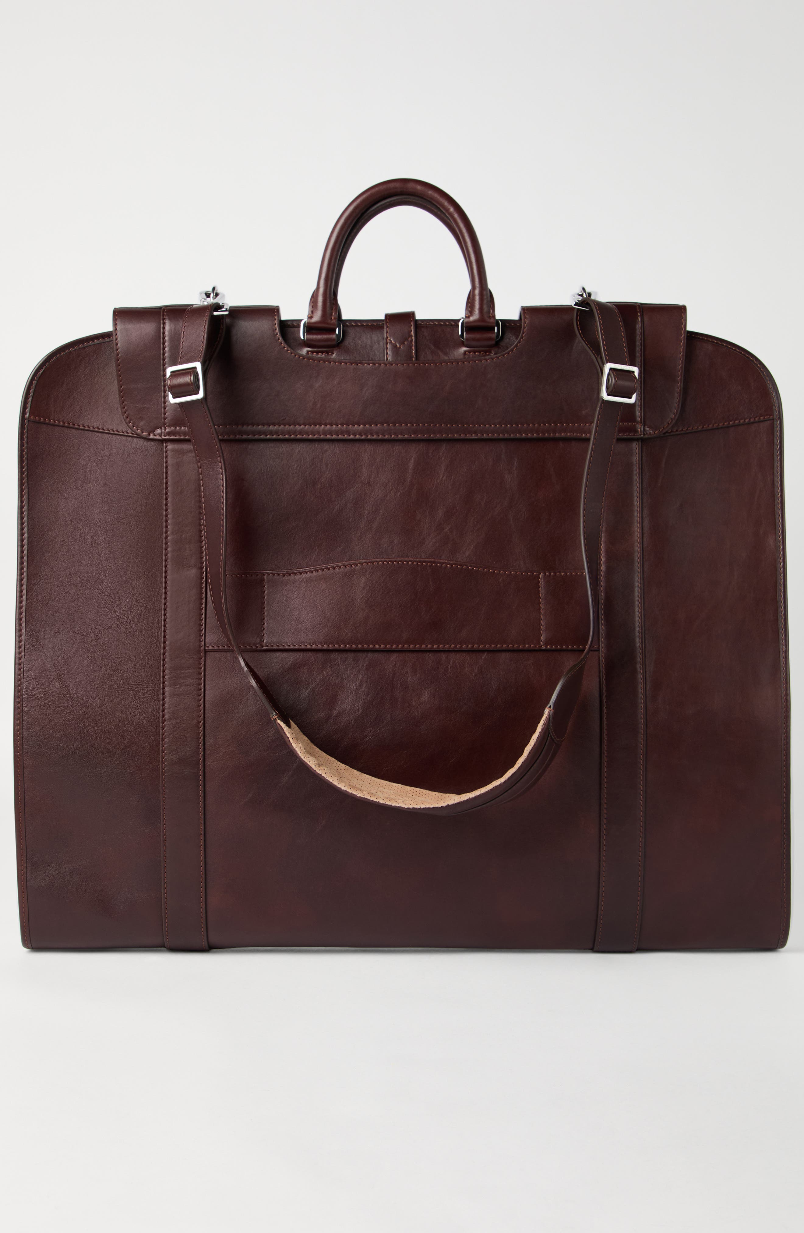 Brunello Cucinelli Calfskin suit carrier, Alternate, color, Burgundy