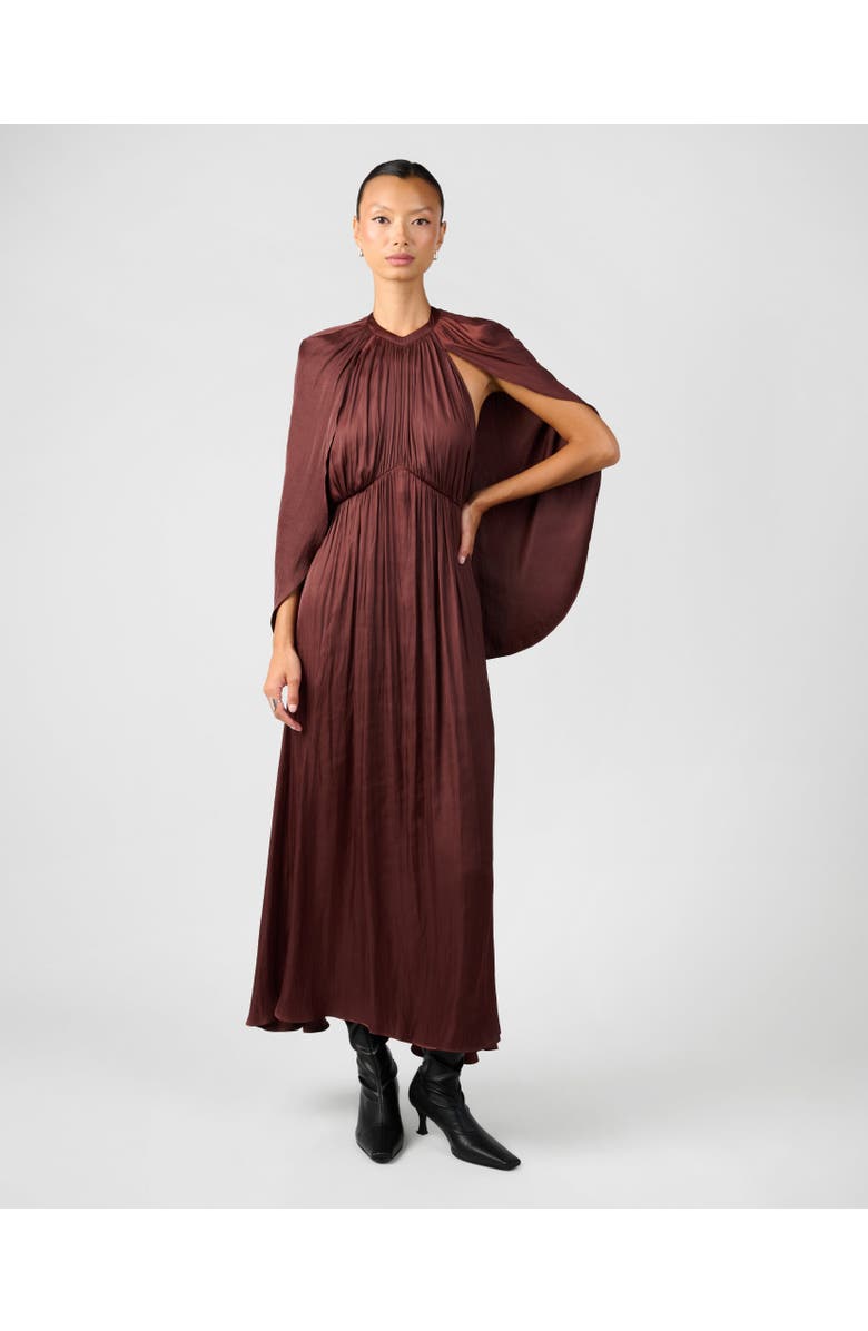 WeWoreWhat Halter Cape Midi Dress, Main, color, Cherry