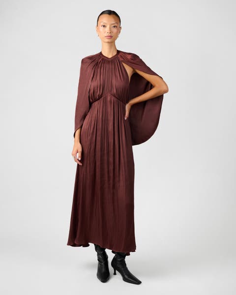 Halter Cape Midi Dress