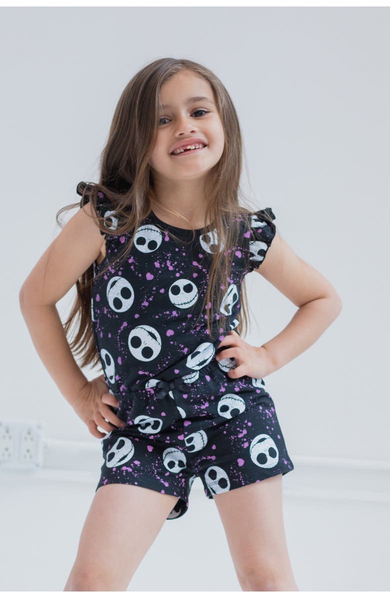 Disney Sleeveless Skater Romper, Alternate, color, Jack Skellington Black Black