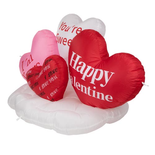 Northlight Led Lighted Inflatable Valentine's Day Conversation Hearts Outdoor Decoration In Red