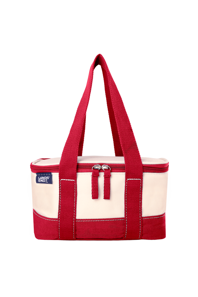 Rectangular Small Cooler Bag Insulated 1.5 Gal, Canvas Soft Cooler with Tote Handles and Zip Closure, Main, color, Cranberry