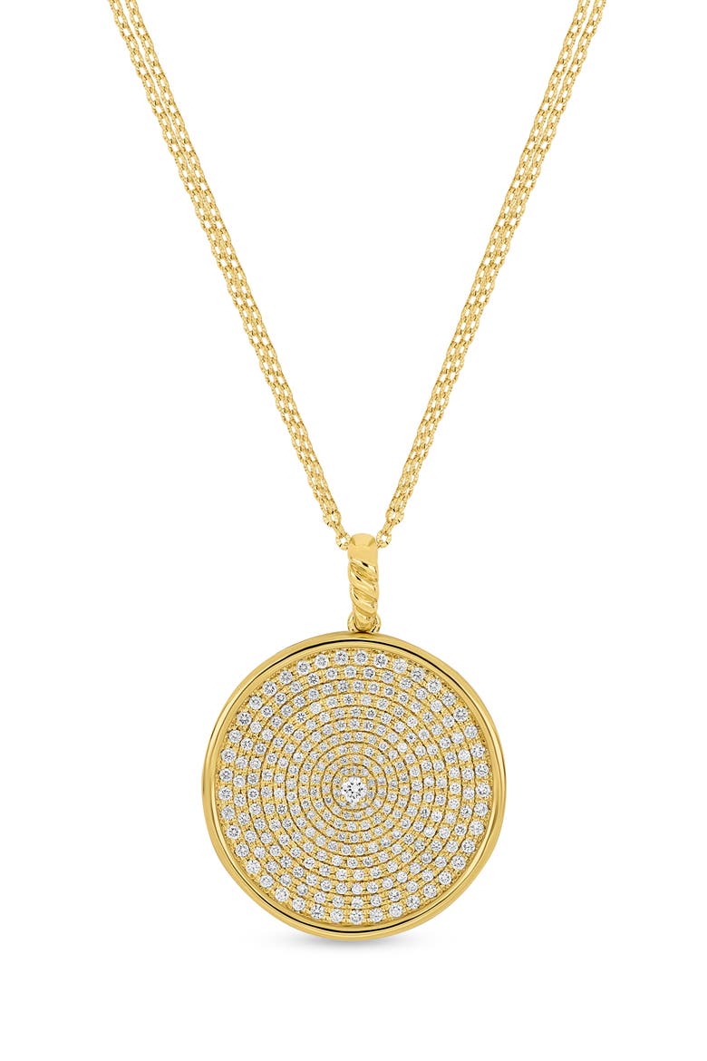 18K Gold Bardot Natural Diamond Large Medallion Pendant Necklace, Main, color, 18K YELLOW GOLD