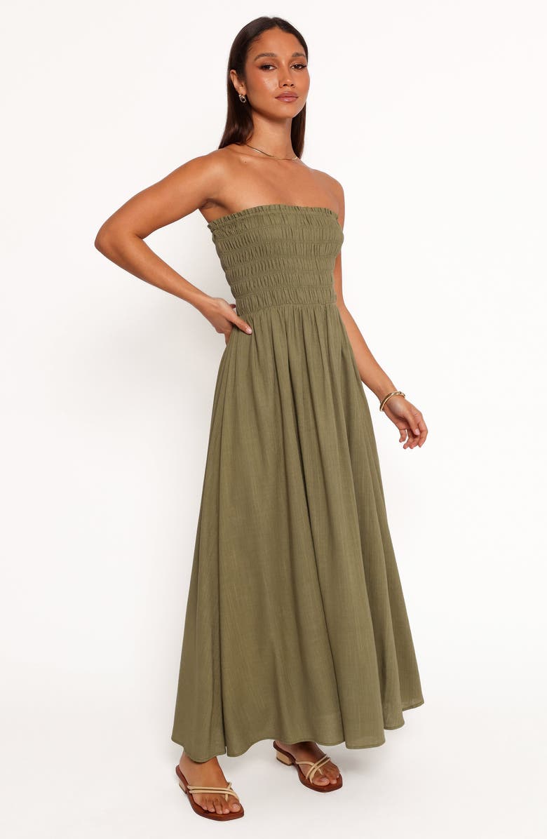 Petal & Pup Linsey Strapless Maxi Dress, Alternate, color, Olive Green