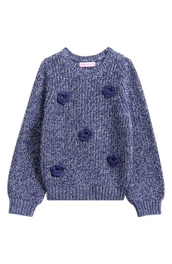 Design History Kids' 3d Flower Sweater In Blue