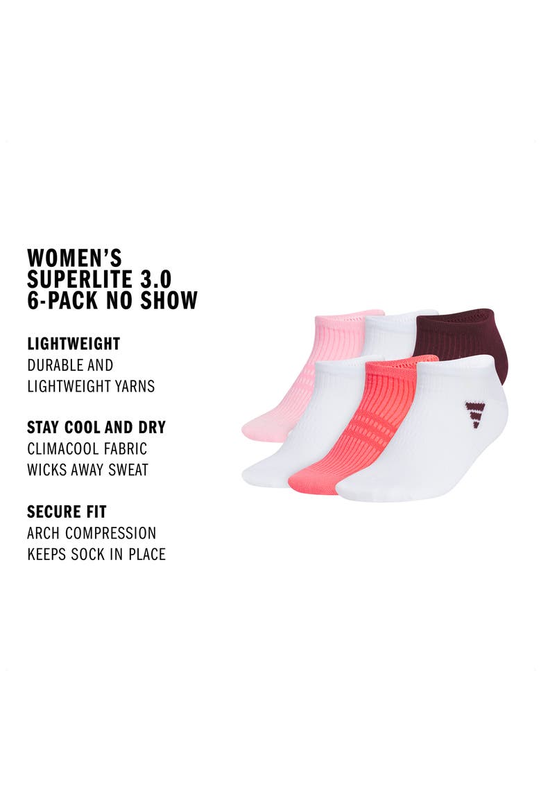 Superlite 3.0 6-Pack No-Show Socks, Alternate, color, CLEAR PINK/ MAROON/ TURBO PINK