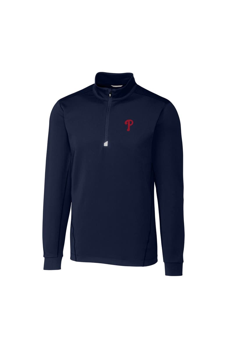 Cutter & Buck Men's Cutter & Buck  Navy Philadelphia Phillies Big & Tall Traverse Stretch Quarter-Zip Pullover Top, Alternate, color, Navy