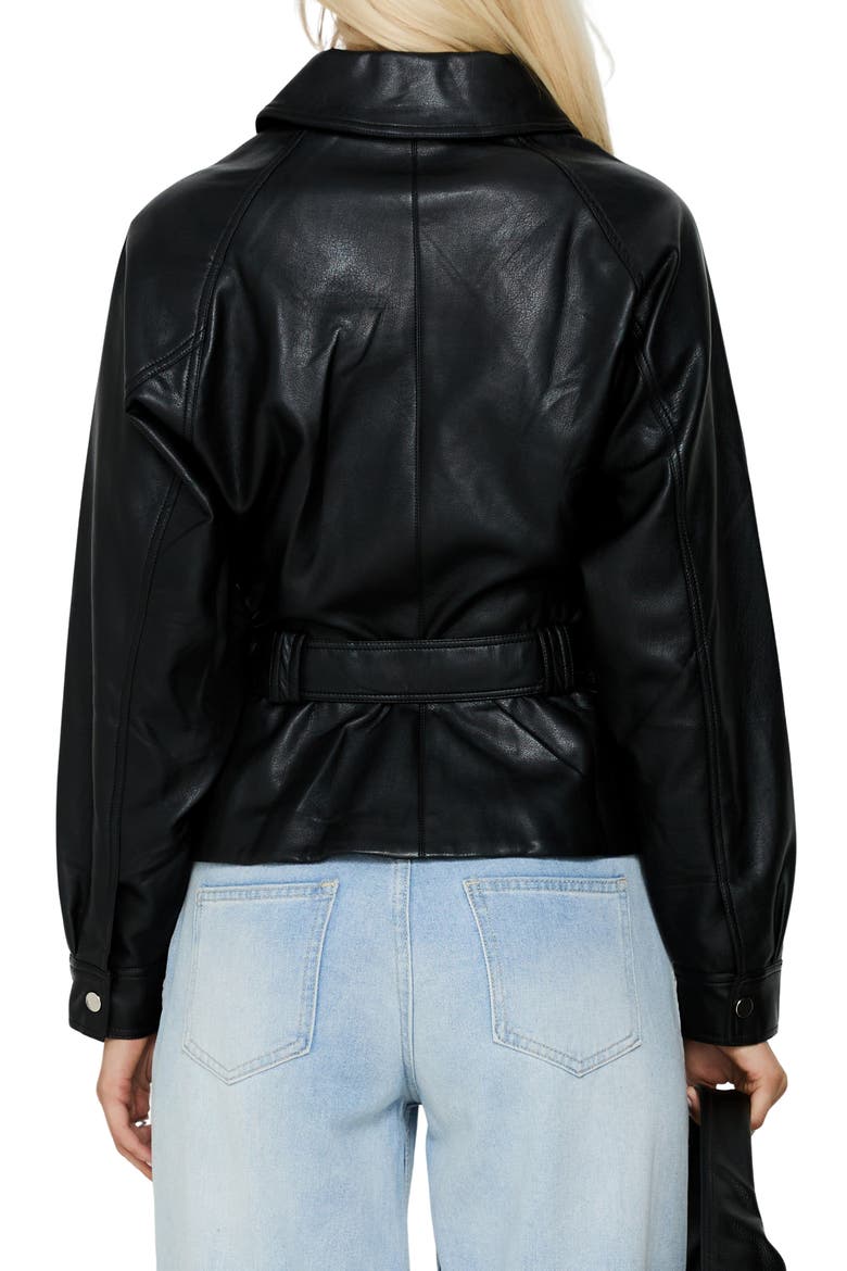 Authenticity Wrap Faux Leather Jacket, Alternate, color, BLACK