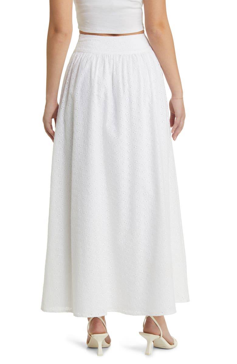 WAYF Catalina Embroidered Eyelet Cotton Maxi Skirt, Alternate, color, Ivory