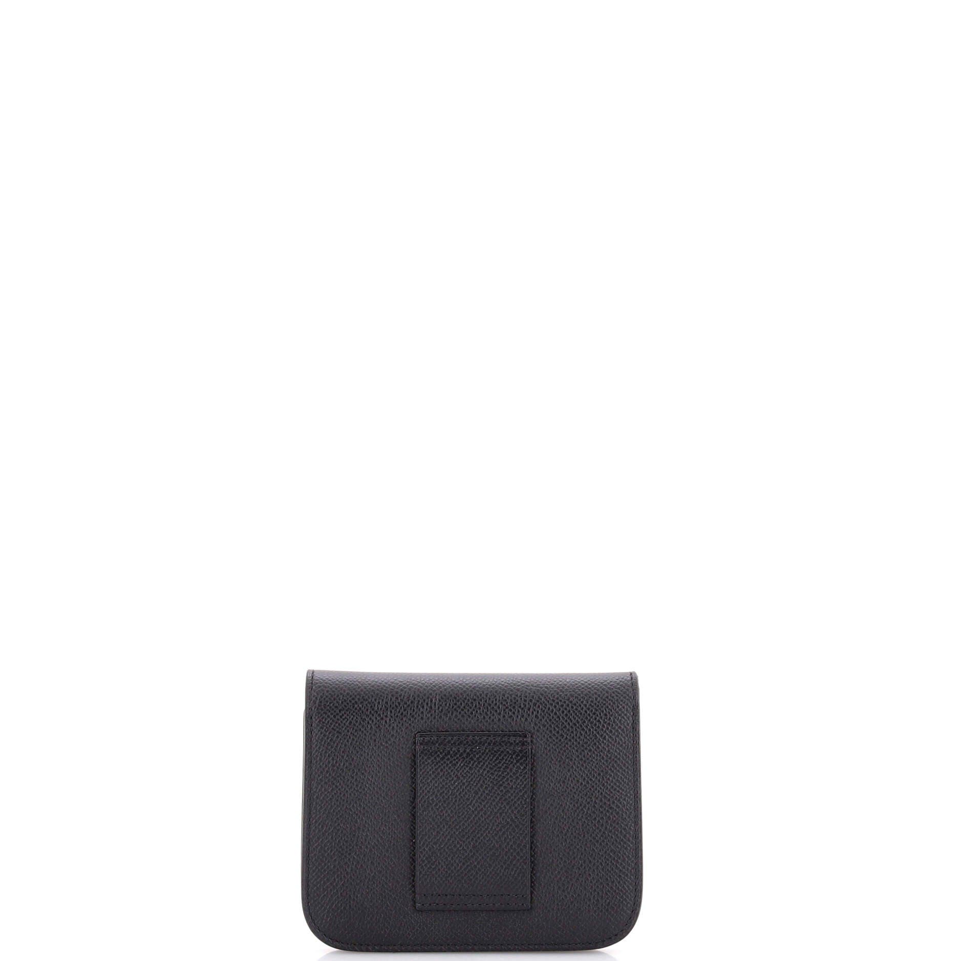 Pre-Owned Hermes Constance Slim Wallet Epsom, Alternate, color, Noir