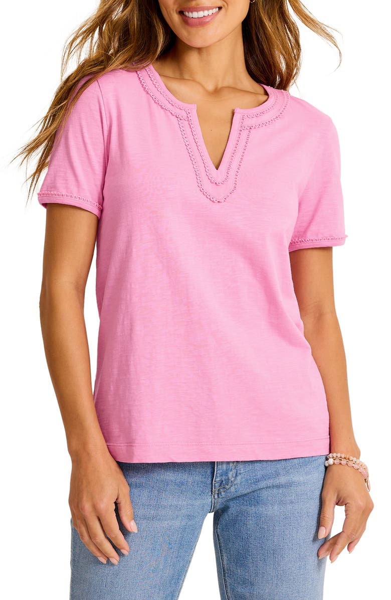 Tommy Bahama Scallop Trim Organic Cotton Top, Main, color, Lilac Chiffon