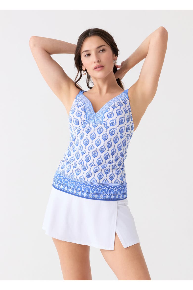 Embroidered Tankini Top, Main, color, Palm Beach