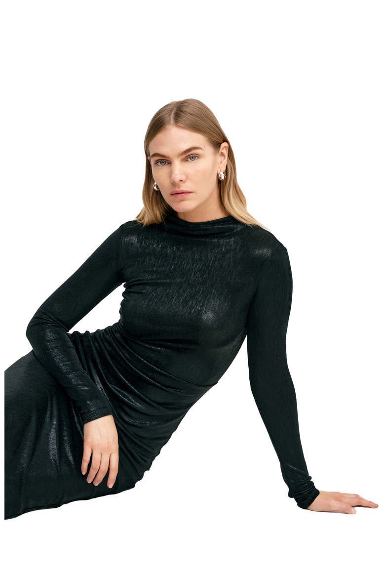 Adalyn Metallic Long Sleeve Body-Con Dress, Alternate, color, ONYX