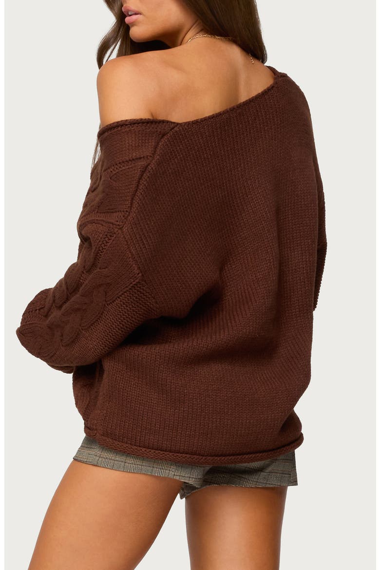 Inga Oversize Cable Stitch Sweater, Alternate, color, BROWN