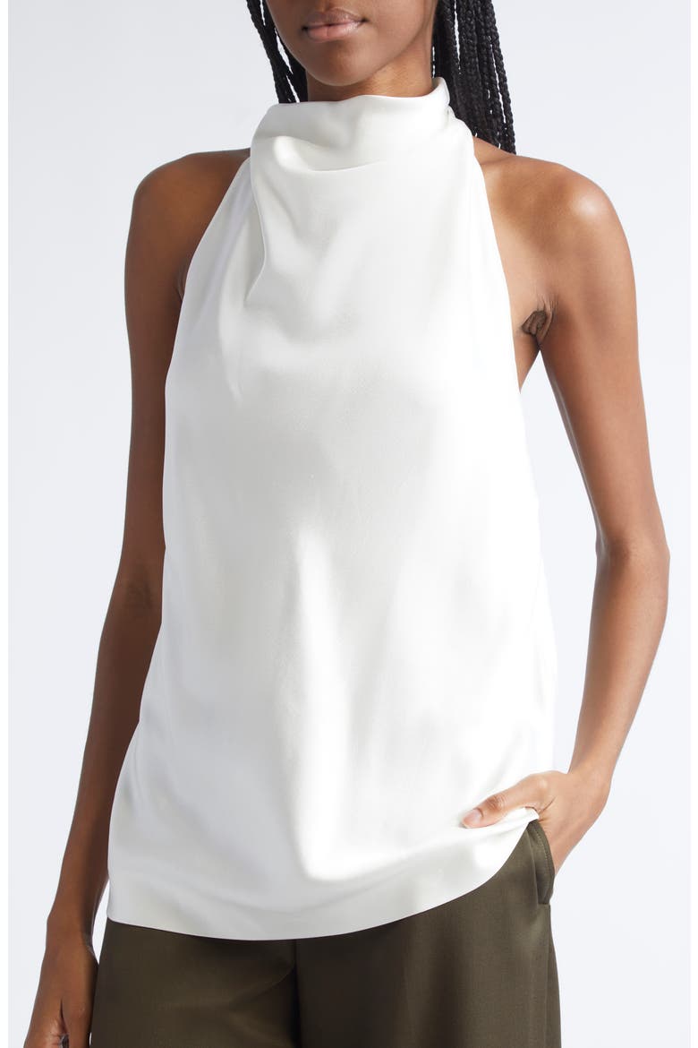 Cowl Neck Satin Halter Top, Alternate, color, CREAM