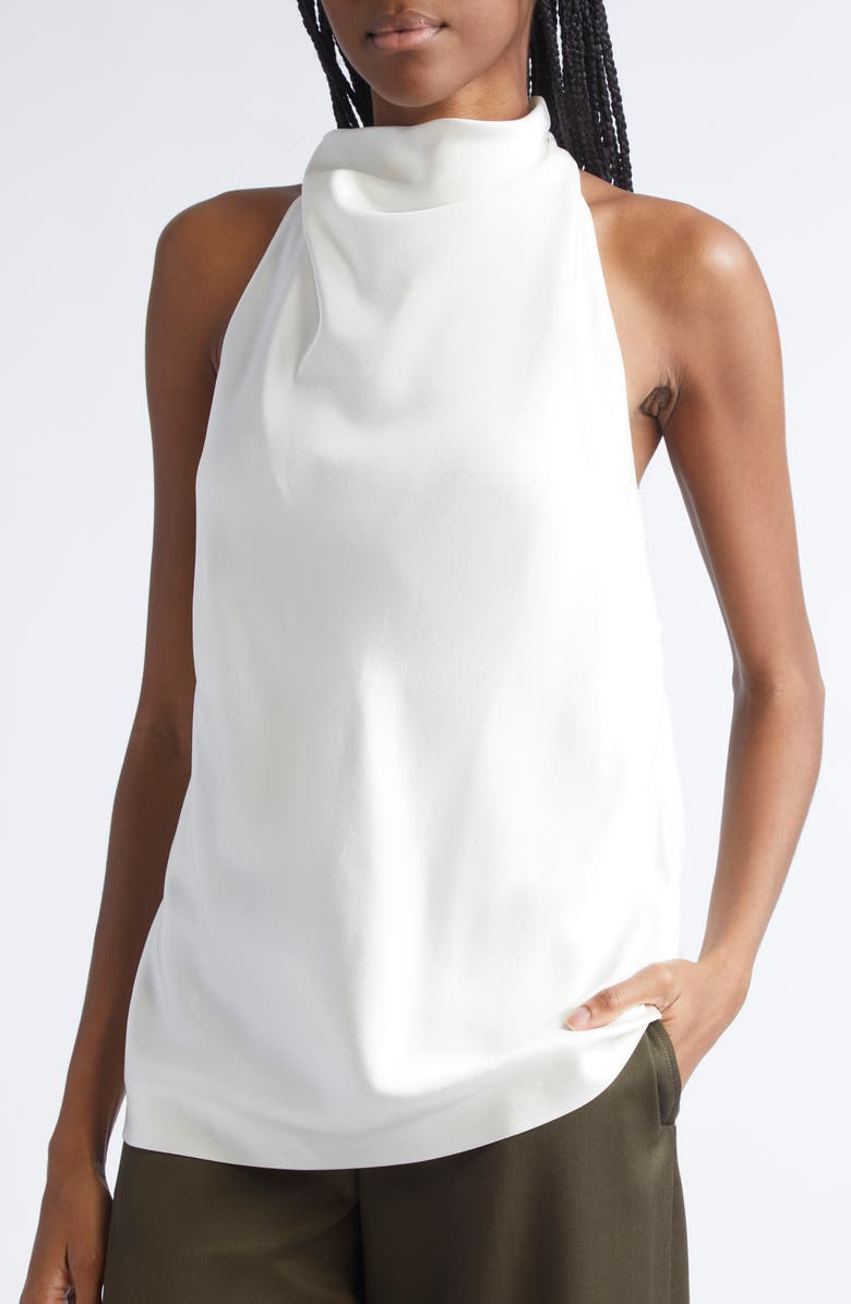 Stella McCartney Cowl Neck Satin Halter Top, Alternate, color, Cream