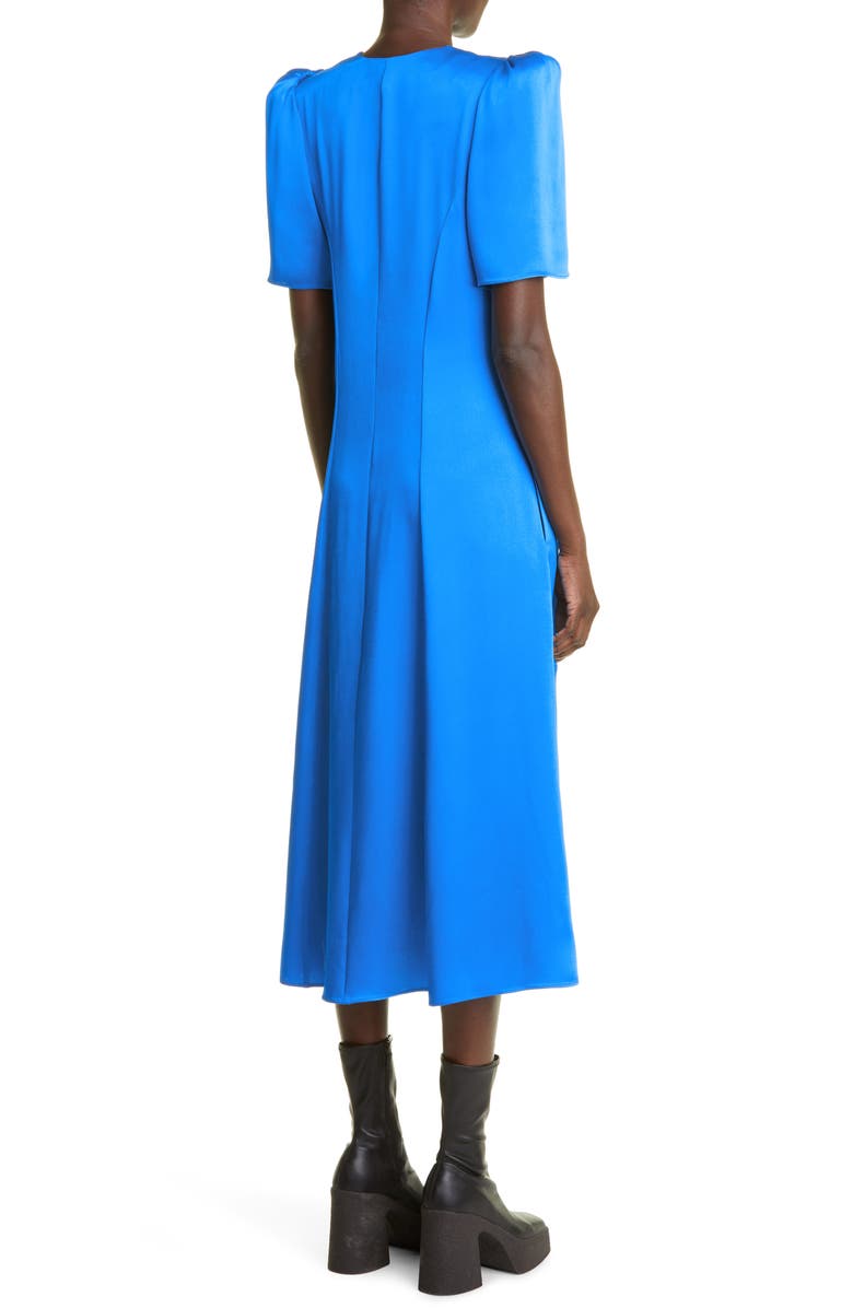 Stella McCartney Puff Sleeve Tie Waist Satin Midi Dress, Alternate, color,