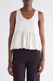 Chloé Polka Dot Jacquard Organic Silk Crêpe de Chine Tank