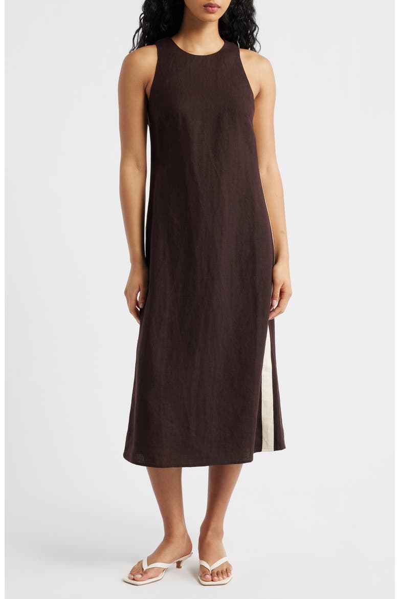 Sleeveless Linen Maxi Dress, Alternate, color, COCOA