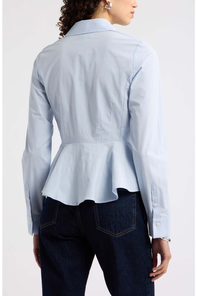 Stretch Cotton Poplin Peplum Shirt, Alternate, color, BLUE DUSK