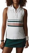 Varley Darnell Stripe Sleeveless Performance Piqué Polo
