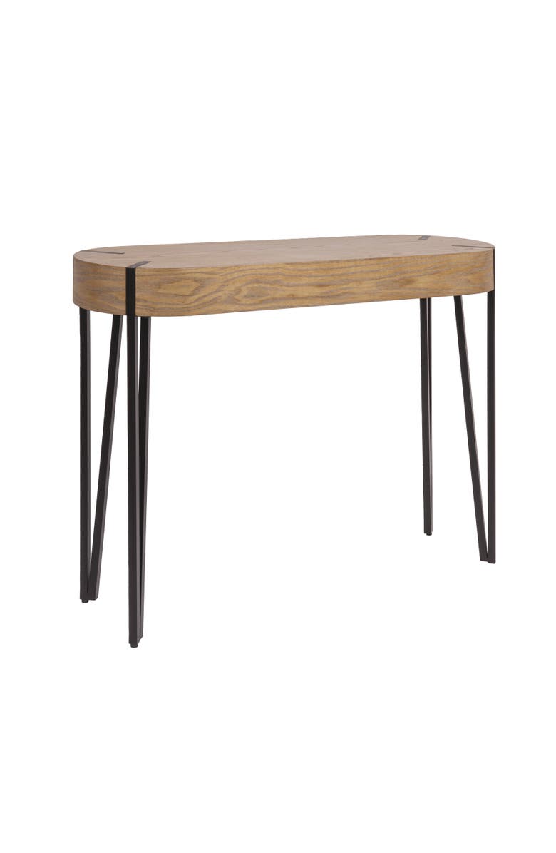 Storied Home Astoria Wood Console Table with Metal Hairpin Legs, Natural and Black, Main, color, Natural