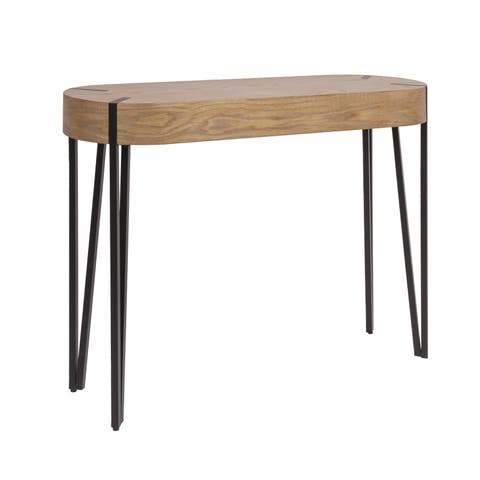 Astoria Wood Console Table with Metal Hairpin Legs, Natural and Black