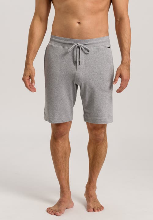 Hanro Living Cotton Drawstring Shorts In Grey Melange