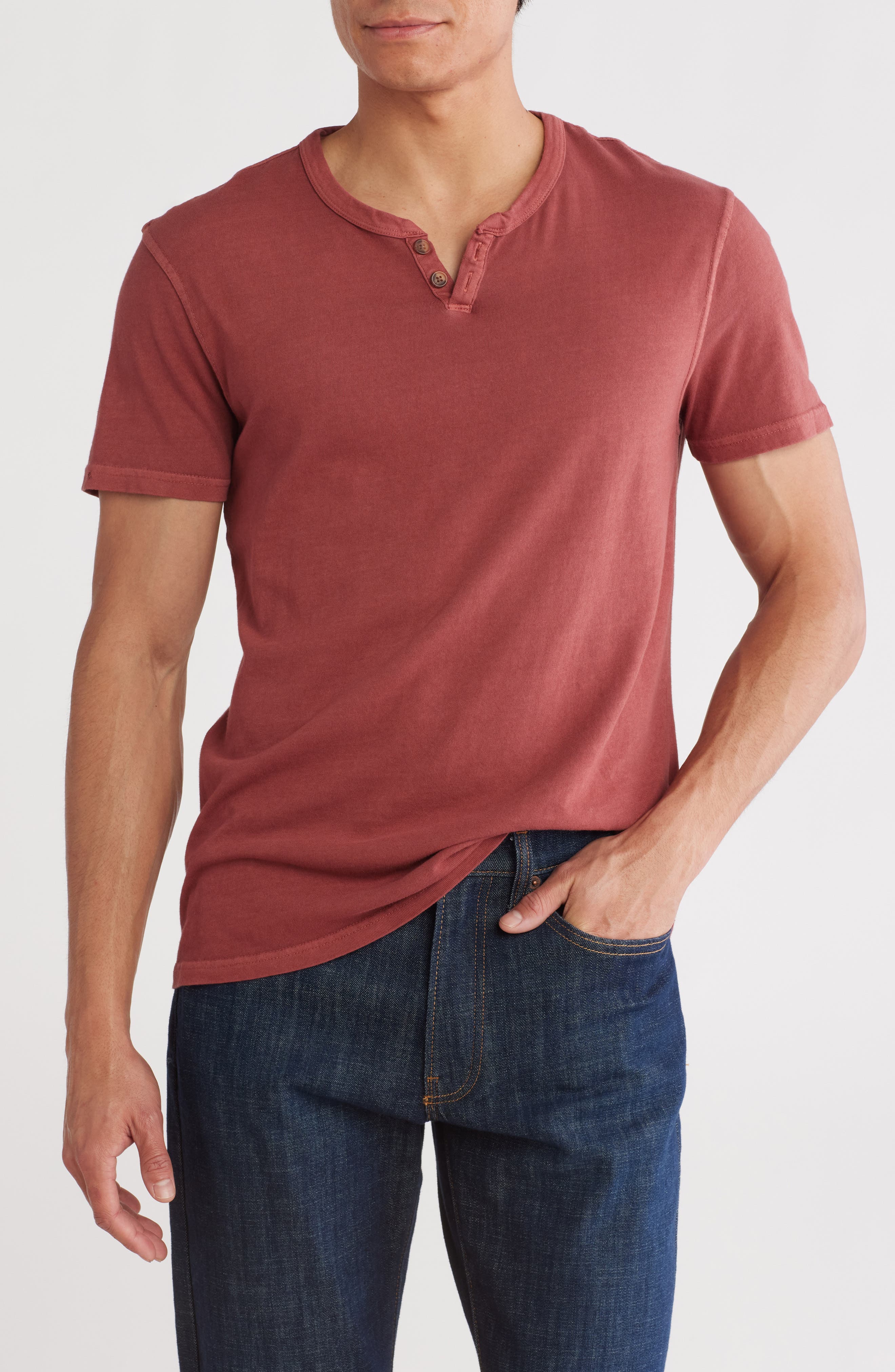 Lucky Brand Burnout Notch Neck T-Shirt