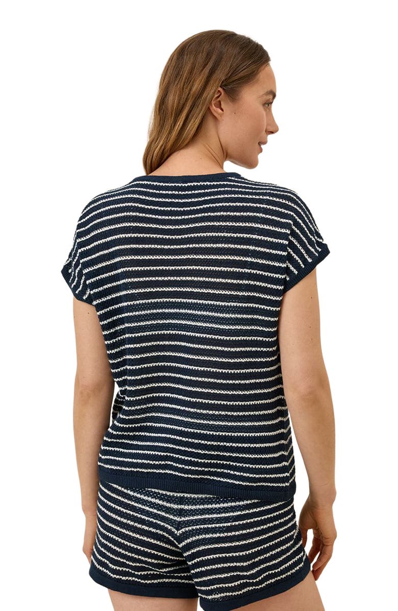 Pact Beachside Linen Short Sleeve Top Made with Organic Cotton, Alternate, color, Capri Stripe