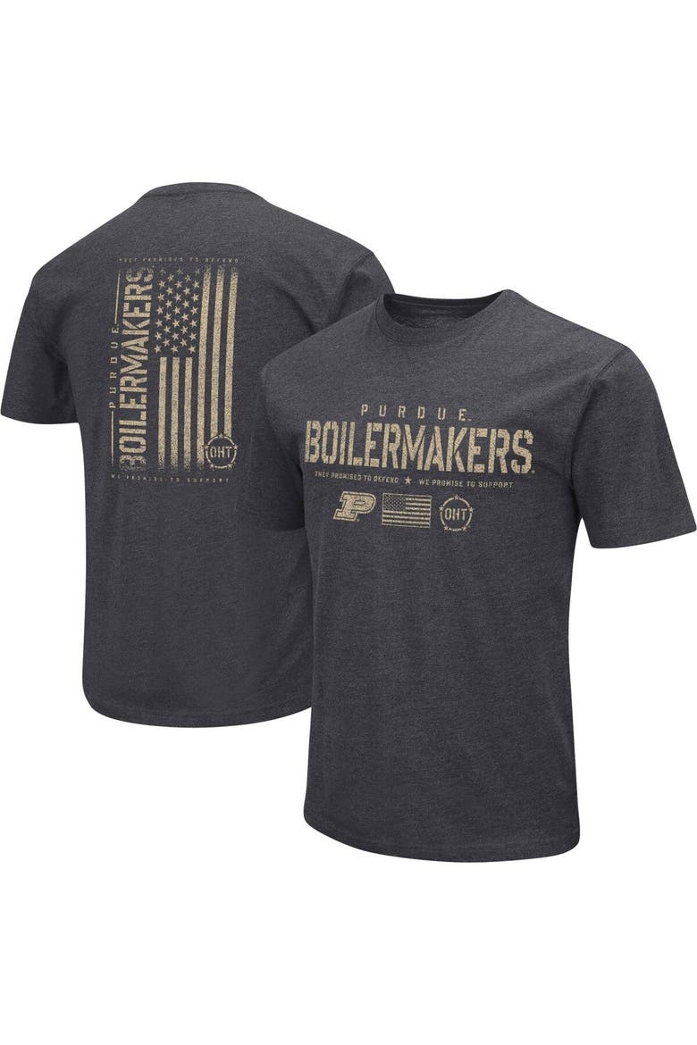 Men's Colosseum Heather Black Purdue Boilermakers Big & Tall OHT Military Appreciation Playbook T-Shirt, Main, color, Heather Black