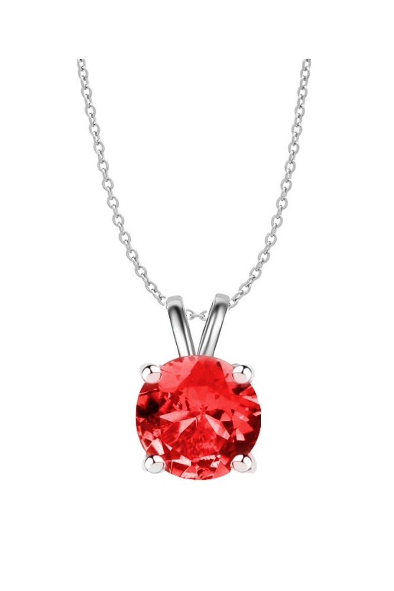 Sterling Silver Round Created Ruby Necklace, Main, color, Red