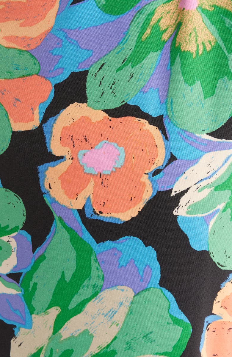 Tahari ASL Print Twist Neck Tie Waist Sleeveless Jumpsuit, Alternate, color, Black Multi