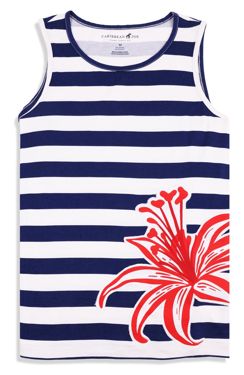 CARIBBEAN JOE The Everyday Stripe Tank, Alternate, color, Navy Multi