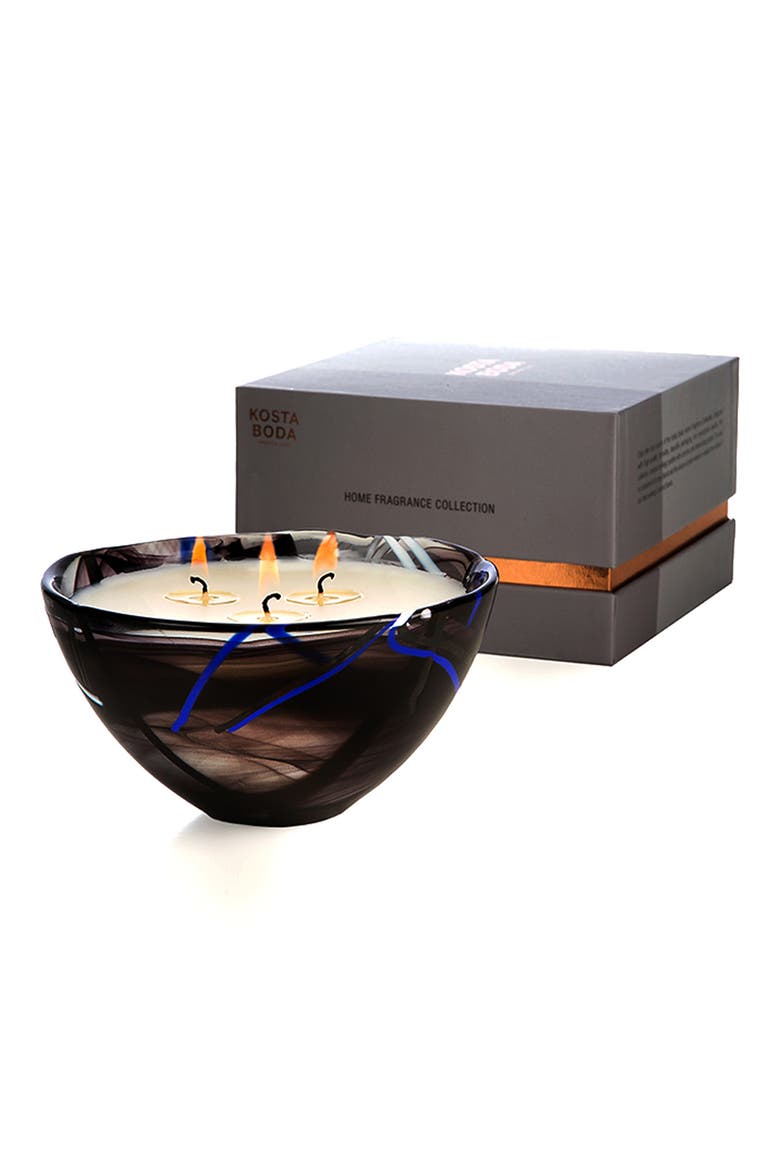 Three-Wick Candle in Glass Bowl, Main, color, BLACK