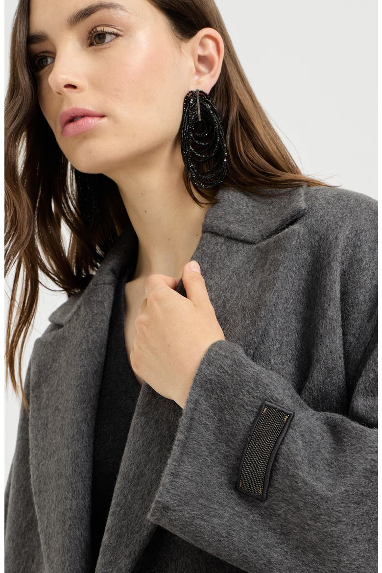 Cashmere double beaver cloth pea coat with precious patch, Alternate, color, Anthracite